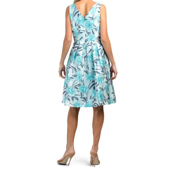 New TAHARI ASL Women's Floral Print V-neck Fit & Flare Party Mini Dress - Picture 3 of 8